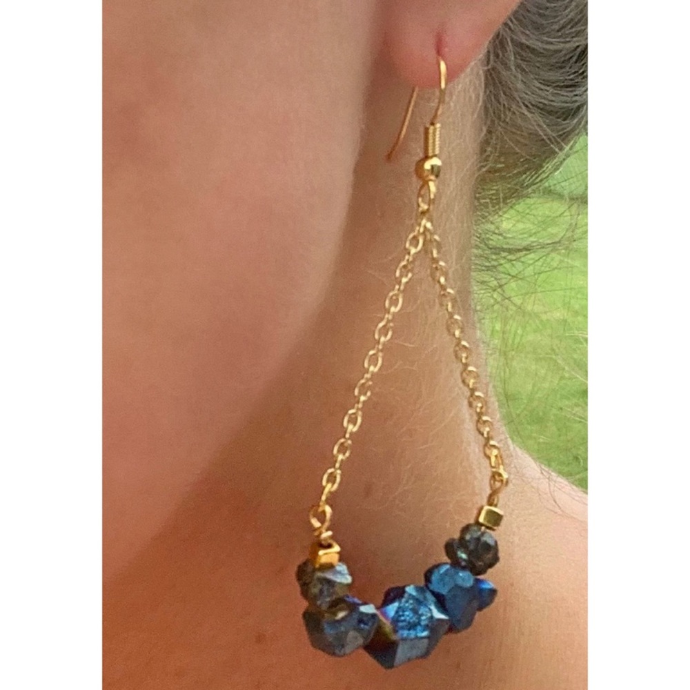 Handmade Pyrite & Rainbow Quartz Earrings